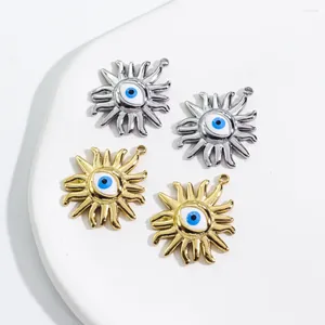 Pendant Necklaces Miasol 2Pcs 22.5MM Enamel Turkey Eye Stainless Steel Sun Pendants Charms Dangle For Diy Jewelry Making
