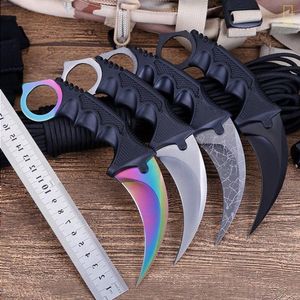 748 '' cs goナイフ戦術狩猟屋外キャンプ自己偏見karambit edc sheath fattnを備えたサバイバル固定ナイフブレード