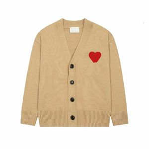 Amisweater Paris Fashion Mens Designer Knitted Embroidered Red Heart Cardigan Casual Loose Clothes Tops Men Women Luxury Jumper Vdtp