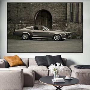Vintage Ford Mustang Shelby GT500 Muscle Car Canvas Painting Poster Prints Wall Art Pictures for Living Room Home Decor Cuadros