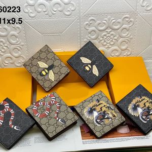 Mężczyźni projektanci zwierząt Moda krótka portfel skóra czarny wąż tygrys pszczoła dwa luksusowe karty torebki z pudełkiem podarunkowym wysokiej jakości portfele yslly