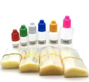 Clear Heat PVC Shrink Wrap Film för 5 ml 10 ml 30 ml eliquid Ejuice-flaskor krymper ärm tätningar för 15 ml 20 ml 50 ml e-vätska droppflaskor