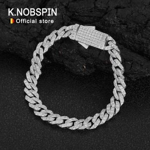 Beaded Knobspin S925 Sterling Silver 8mm Double Lock Moissanite Cuban Armband D VVS1 Diamond Hippop Party Gift Armband för kvinnor Manl231114