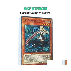 Biglietti d'auguri Giochi di carte Yu Gi Oh Gioco da tavolo 55 Pz / set Yugioh Sky Striker Ace Deck Versione inglese Giocare con la scatola di latta T220905 Dr Dhq3P