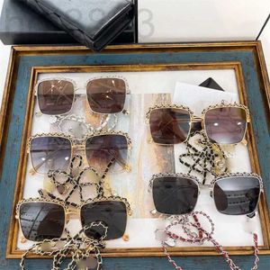 Sunglasses Designer Fashion Square Women Ins Leather Chain Chic Sun glasses 28LT