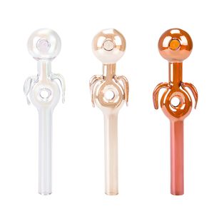 Y249 Smoking Pipe About 5.9 Inches 30mm OD Bowl Special Color Double Handle O Ring Smooth Airflow Oil Rig Glass Pipes Oil Burners