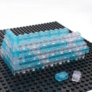 Bloklar 1x2 MOC Duvar Tuğlası 120pcs Şeffaf Renk Diy Klasik Eğitim Binası Montajlarla Uyumlu Parçacıklar 231114