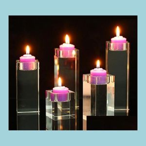 Party Decoration Square Clear Crystal Candle Holder Candlesticks Acrylic Tea Light Holders Christmas Diy Favors Drop Deliver DHMH3