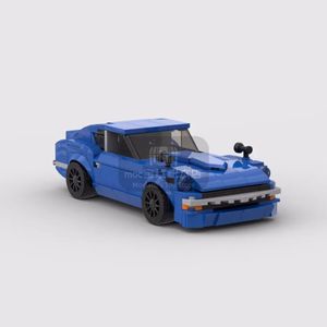 Blocchi MOC Nissan Fairlady 240Z auto sportiva da corsa Veicolo Campione di velocità Racer Costruzione di mattoni Garage creativo Giocattoli per ragazzi 231114