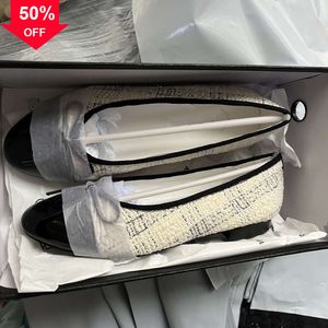 Designer Preto Paris Luxo Ballet Flats Sapatos Mulheres Marcas Acolchoadas Couro Genuíno Deslizamento na Bailarina Rodada Toe Senhoras Vestido Canal Zapuggs