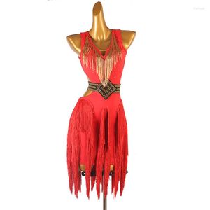 Stage Wear Latin Dance Dress Ballroom Practice Women Female Competition Performance Costumes Sexy Tassel Short Skirt