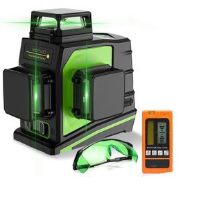 12 linee 3D linea trasversale verde livello laser autolivellante 360 gradi verticale orizzontale ricevitore per occhiali ricarica USB Pcnpp