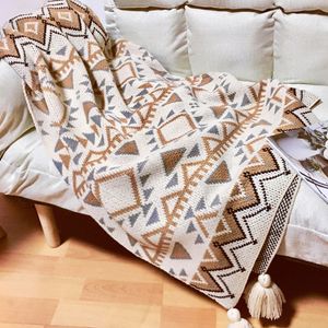 Cobertores de malha de malha macia Cobertores xadrez boêmios manta de tapeçaria cobertor vintage outono de inverno decoração de cobertor Sofá capa DeKen Cobertor 230414