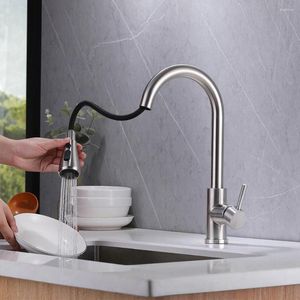 Kitchen Faucets Faucet Pull Out Tap 2 Function Stream Sprayer Single Handle 304 Stainless Steel Sink & Cold Water Mixer