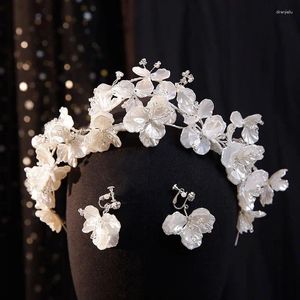 Fermagli per capelli Corona in stile coreano Fasce per capelli Fatti a mano di lusso Conchiglia Fiore Diademi Set di orecchini Abito da sposa Accessori per gioielli da sposa