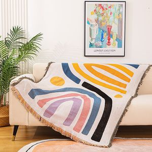 Blankets Nordic Knitted Thread Throw Blanket Geometric Towel Tapestry Bedspread Decorative Piano Sofa Dustproof Cover Travel Blankets 230414