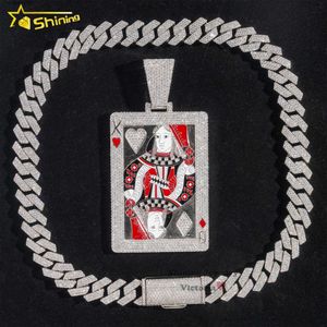 Personlig anpassad hiphop fina smycken soild silver 10k 14k VVS Moissanite diamant Iced Out Playing Card Pendant