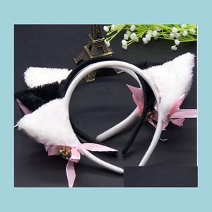 Other Event Party Supplies Halloween Cat Fluffy Devil Ears Bells Headband Costume Fancy Dress Neko Cosplay Hair Band Christmas Pfe Dhypj