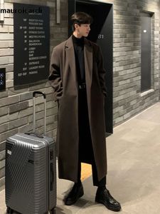 Men's Trench Coats Mauroicardi Autumn Winter Long Casual Brown Black Soft Thick Warm Woolen Coat Men Sashes Luxury Designer Plus Size Overcoat 5XL 231114