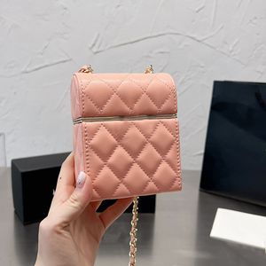 22SS Classic Mini Cosmetic Vanity Borse Borse agnelli Custodia per sigaretta in metallo a quadri trapuntato con catena hardware a specchio Crossbody Womens Borse Borse 13x10cm