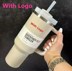 Ready To Ship with LOGO Quencher Tumblers H2.0 40oz Stainless Steel Cups with Silicone handle Lid Straw 2nd Generation Car mugs Keep Drinking Cold Water Bottles G1114