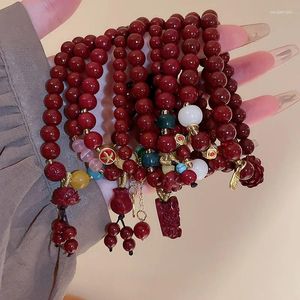 Strand vintage vermelho frisado design criativo elefante pingente pulseira para mulheres pulseiras de luxo corda mão jóias acessórios presentes festa