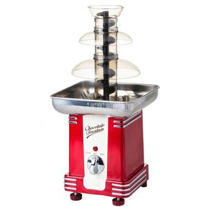 Andra köksmatsal 220V Mini Chocolate Fountain Creative Retro Design Waterfall 70W Hushåll 3 -lager DIY Mixer Heat Fonue Machine 231114