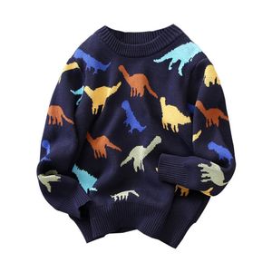 Setar baby barn pojkar tröja pullover tecknad dinosaurie tröja bg pojkar koreanska barns höst- och vintertröja 3-12y 231114