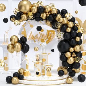 Decorazione per feste Palloncino in oro nero Ghirlanda Kit arco Coriandoli Lattice Happy 30th 40th 50th Birthday Decorazioni Adulti Baby Shower 230414