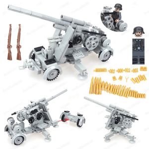 Blocchi Militare Esercito Tedesco 88 FLAK Artiglieria Building Block Soldato WW2 Figure Campo di Battaglia Armi Anticarro Modello Bambino Regalo Ragazzo Giocattolo 231114