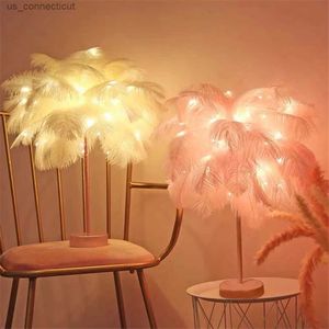 Table Lamps LED Feather Night Light Remote Control Table Lamp Atmosphere Lights Home Bedroom Party Wedding Christmas Decor R231114