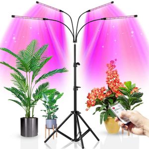 Grow Lights Grow Lights Red Blue Spectrum Plant Light with Adjustable Tripod Stand 4-Head 80 LED with Dual Controllers 4/8/12H Timer P230413