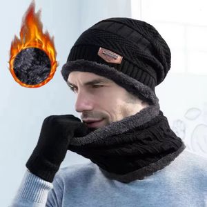 BeanieSkull Caps Inverno Lã Pescoço Lenço Cap Para Homens Mulheres Grosso Quente Veludo Beanie Chapéu De Malha Ao Ar Livre Equitação Máscara Bonnet Chapéus Set 231113