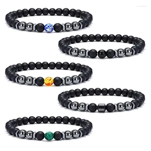 Strang 20 Stück 8 mm schwarz mattiertes Perlenarmband Hämatit Tigerauge Stein Elastizität Gesundheit für Frauen Männer Schmuck