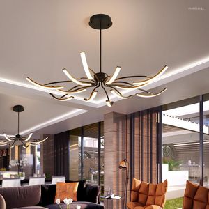 Chandeliers Led Chandelier Fixture Matte Black/White Finished Modern For Living Room Bedroom Study Adjustable