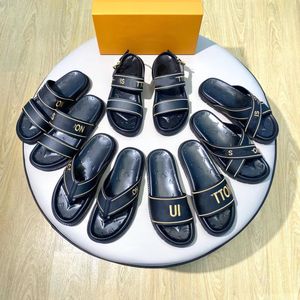 Men Slippers trainer mule slides slipper Summer Sexy Sandals mens WATERFRONT luxurys designers real leather platform sandal Flats fashion Old flower shoes Beach 03