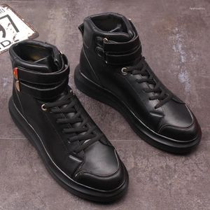 Botas masculinas lazer couro genuíno rendas apartamentos sapatos plataforma preto branco vermelho cowboy bota estilo rua tornozelo botas masculinas