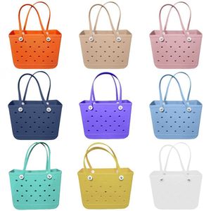 Bolsas de praia de grife 1pcs Bolsa de compras grande verão Eva Designer Bag Sacos de cesta feminina Silício com buracos armazenamento de bolsa respirável 230320