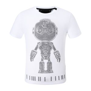 PP Fashion Men's Designer Slim Fit T-shirt Summer Rhinestone Kort ärm Runda nackskjorta Tee Skulls Print Tops Streetwear Collar Polos M-3XL PP2069