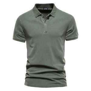 Mężczyzna Polos Fashion Mode's Krótki -Sleeved Casual Solid Color Polo Retro Style Polo Shirt 230414
