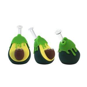 Narghilè Vetro e silicone Pipa ad acqua stile avocado Pipa a mano Narghilè Dab Rig Bong Tubi per fumatori Accessori Prodotti per fumo di tabacco con ciotola