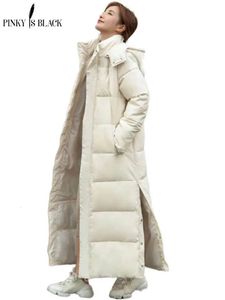 Women Down Parkas Pinkyisblack Xlong z kapturem moda zimowa kurtka Zimowa Kobiety swobodny gruby bawełniany płaszcz ciepła warstwa warta 231114