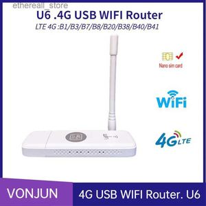 ルーターU6 4G WiFiドングルUFI CRC9外部アンテナ150M USB LTEモバイルホットスポットポータブルSIMカードルーターQ231114