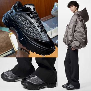 2023 jesień zimowy pokaz mody odkrycie koronkowe projektanty męskie trampki mieszaj materiały z siatki górnej gumowej podeszwa najnowsza marka butów sportowych butów sportowych