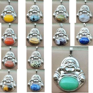 Anhänger Halsketten Aventurin Karneol Kristall Tigerauge Lapislazuli Goldstone Rhodorite Jaspe Unaktie Buddha Art Bead WB1136