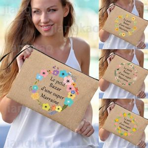 Kozmetik Çantalar Süper Marraine Fransız Baskılı Makyaj Kadınlar Vaka Seyahat Tuvalet Masarları Organizatör Yaz Plajı Hediyeleri Affetmother