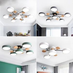 Nordic Style Living Room Ceiling Chandelier Bedroom LED Ceiling Light Kitchen Wooden Chandelier Dining Room Lamp Aisle Lighting