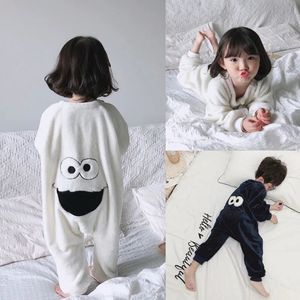 Pijama onesie çocuklar bebek erkek kız kızlar pijamalar çocuk kış uzun kollu pazen hayvan sleepwear karikatür büyük gözler uyku tulumu cübesi 231113