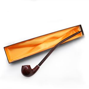Carved pattern red resin wood pipe Long thin rod wood pipe