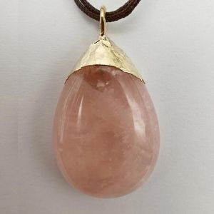 Colares de pingente Natural Rose Quartz Stone GEM Bead Teardrop Jewelry S113